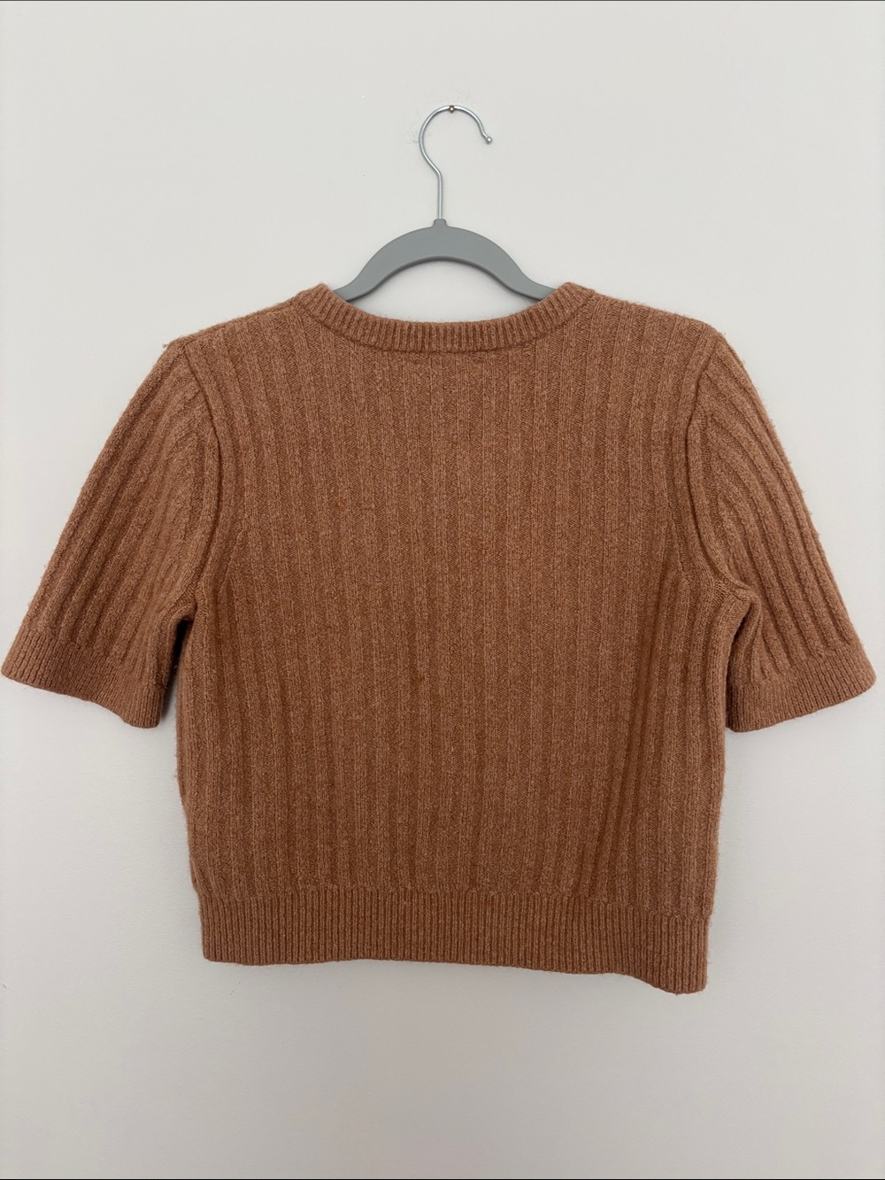 Madewell Short Sleeve Ribbed Cardigan - Caramel Brown Size Medium - Picture 3 of 4
